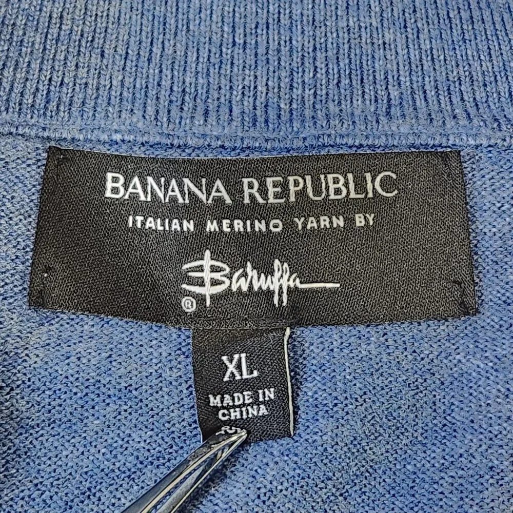 Banana Republic Italian Merino Half Zip Sweater Mens XL‎ Blue Long Sleeve